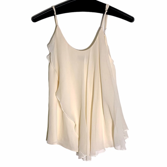 Alice + Olivia Tops - Alice + Olivia Base Ivory Silk Sheer Ruffle Cami